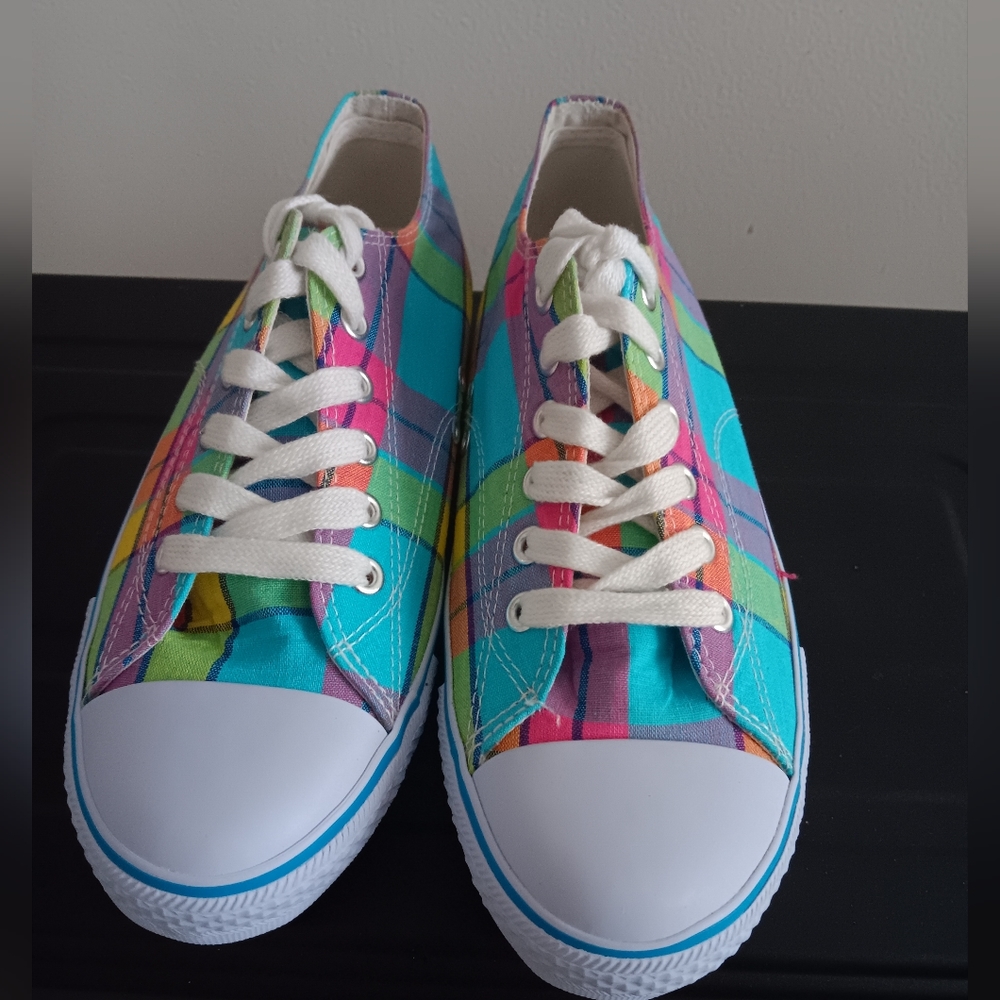 Converse style Multicolor Plaid Sneakers